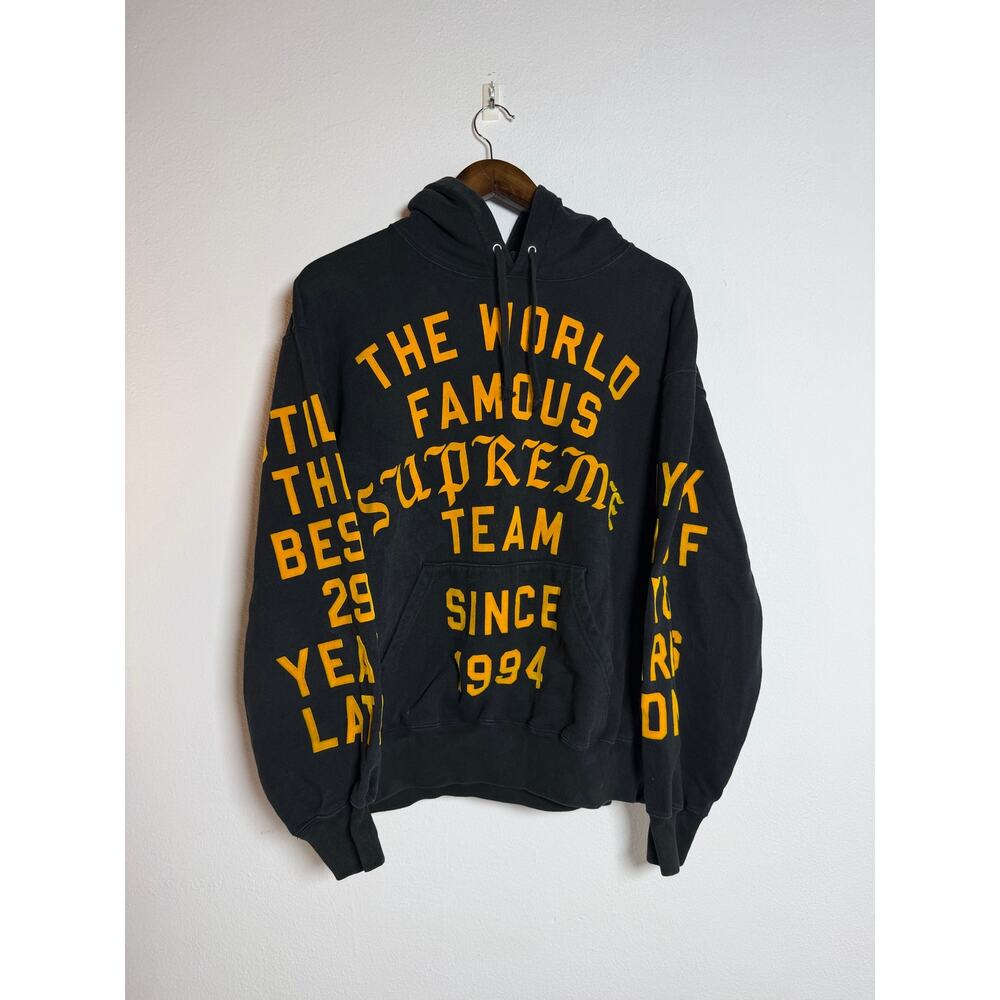 Supreme Team Flocked Hooded Sweatshirt black